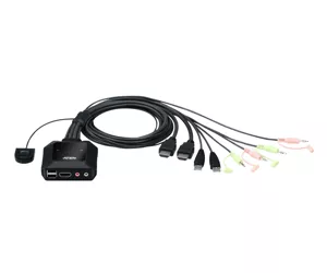 2-Port USB 4K HDMI Cable KVM Switch with Remote Port Selector