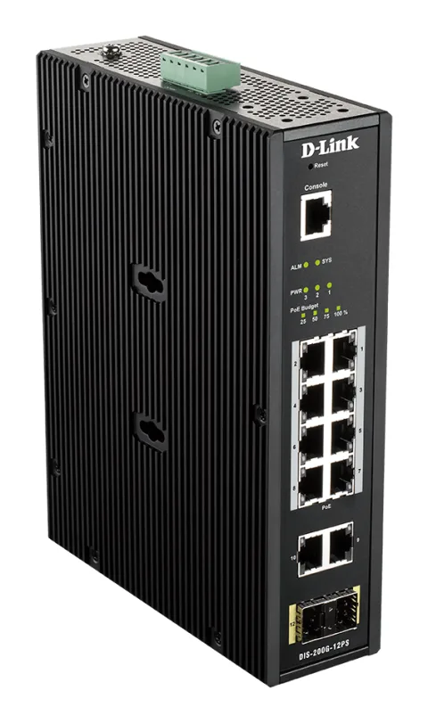 D-Link 12-Port L2 Industrial Smart Managed Switch with 10 x