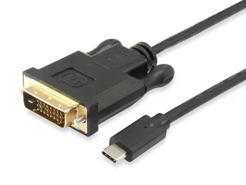 Equip 133468 video kabeļu aksesuārs 1,8 m USB Veids-C DVI-D Melns