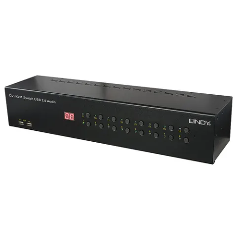 Lindy 39318 (KVM) tastatūras/video/peļu pārslēgšanas mehānisms Melns
