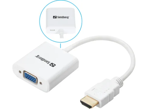 Sandberg 508-69 video kabeļu aksesuārs VGA (D-Sub) HDMI Type A (Standard) Balts
