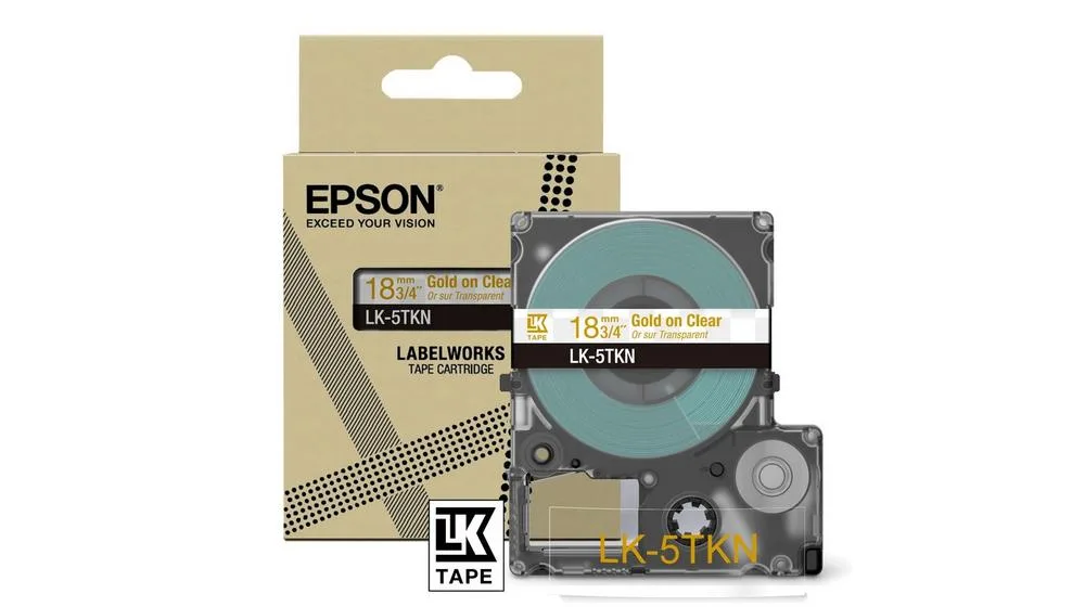 Epson LK-5TKN Zelts, Caurspīdīgs