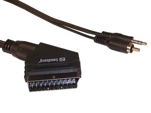 Sandberg Composite+audio->Scart 5 m Melns