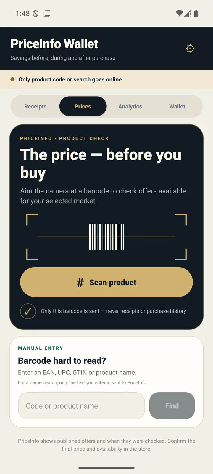 PriceInfo Wallet: Ceny