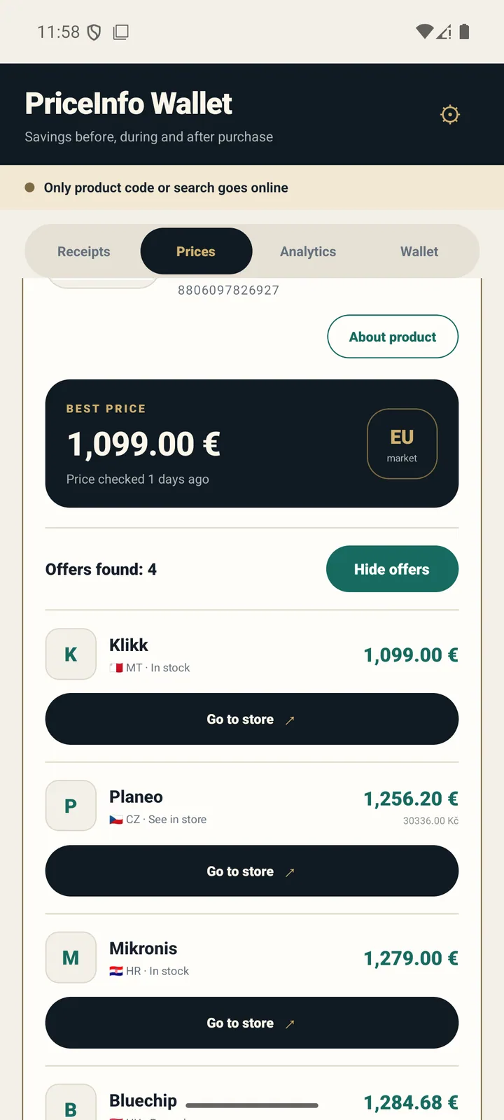 PriceInfo Wallet: Sprawdzanie cen z prawdziwymi ofertami